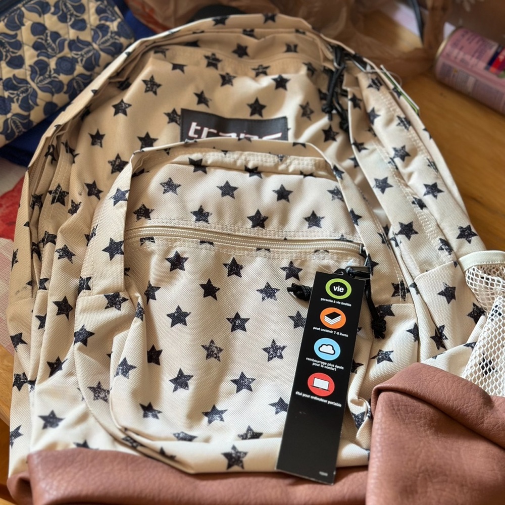 Laptop, backpack, cream, colored with stars